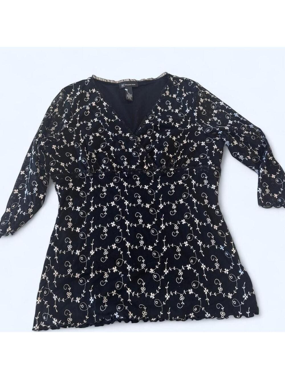 INC International Concepts Women's Navy and Black Blous
